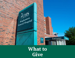 UHS sign on a building. What to Give Rollover